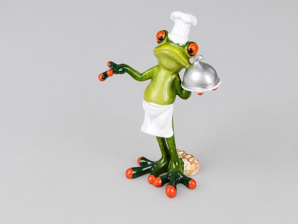 formano Deko-Figur FROSCH hellgrün als Koch, 15,0 cm, Geschenk Artikel - neu