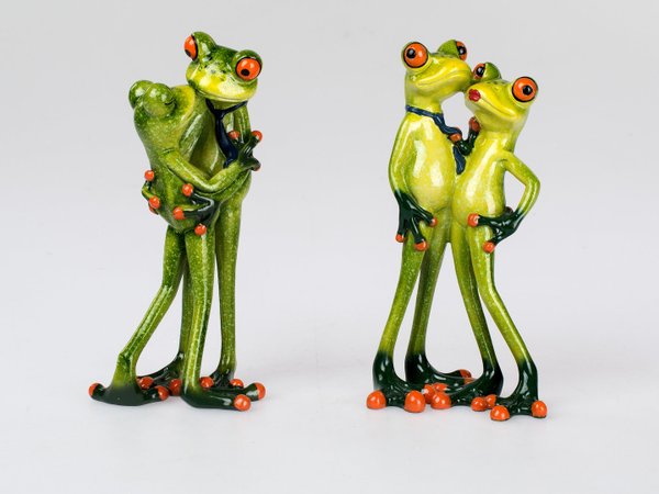 formano Deko-Figur FROSCH hellgrün - Paar Kisses - 17,0 cm Geschenk - neu