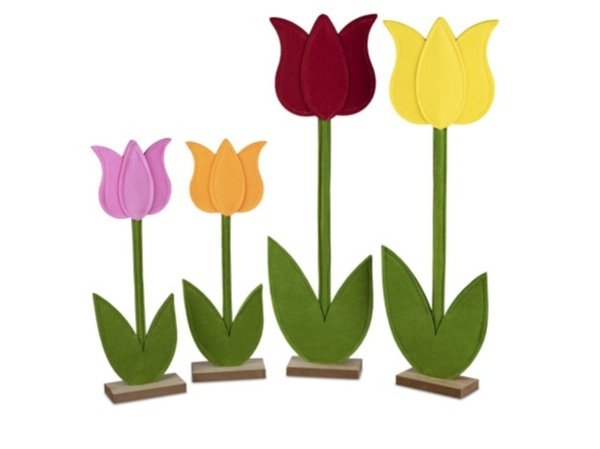 formano Frühjahrs Deko, Filz Blume - Tulpe auf Holz-Sockel; höhe ca. 60 cm, neu