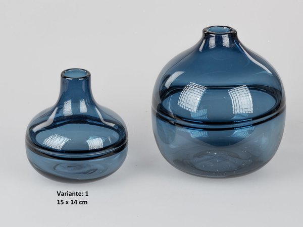 Deko Vase aus Farbglas, blau 15 cm