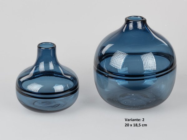 Deko Vase aus Farbglas, blau 20 cm