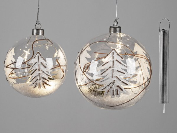 Glaskugel mit LED Licht Winterland - 12/15cm, Fensterdeko, Weihnachtsdeko neu