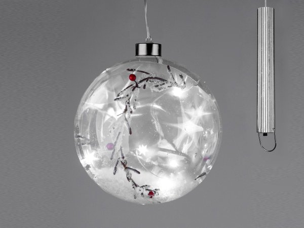 Glaskugel mit LED Licht - Natur - 10 cm, Fensterdeko, Weihnachtsdeko neu